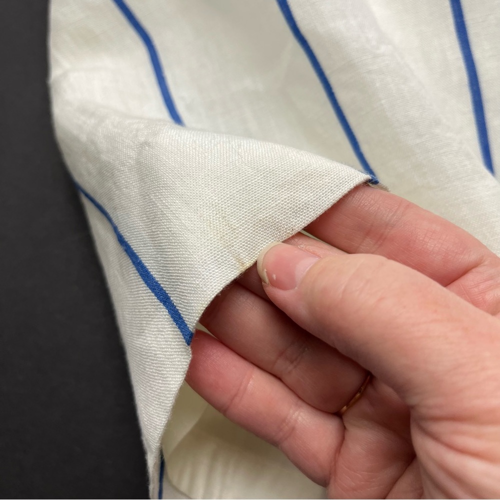 Lauren Ralph Lauren Linen Lined White Blue Striped Womens 8 Wide Leg Pant FLAWED - Picture 9 of 15